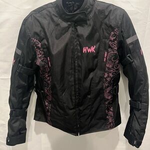 HWK Women's Black and pink motorcycle Jacket. Moto, waterproof, biker